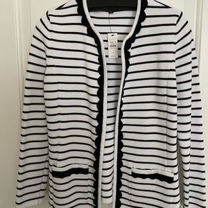 Talbots black and white sweater jacket